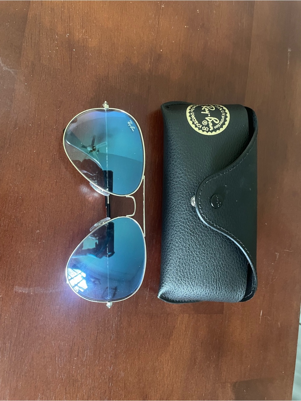 Ray-Ban Men’s Aviator Sunglasses - Blue Lenses, Silver Frame - Picture 2 of 2